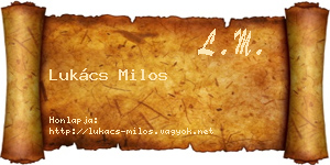 Lukács Milos névjegykártya